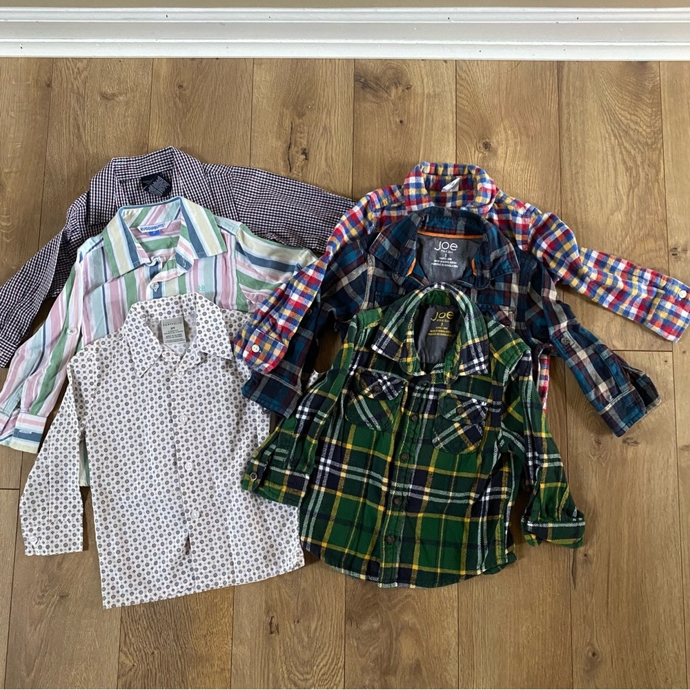 Lot / Bundle of Toddler Boy Tops Dress Shirts and Flannels Size 2T